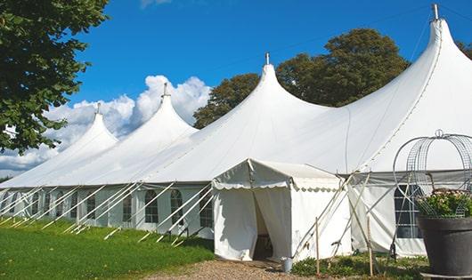 high-quality portable restrooms stationed at a wedding, meeting the needs of guests throughout the outdoor reception in Lake Forest Park